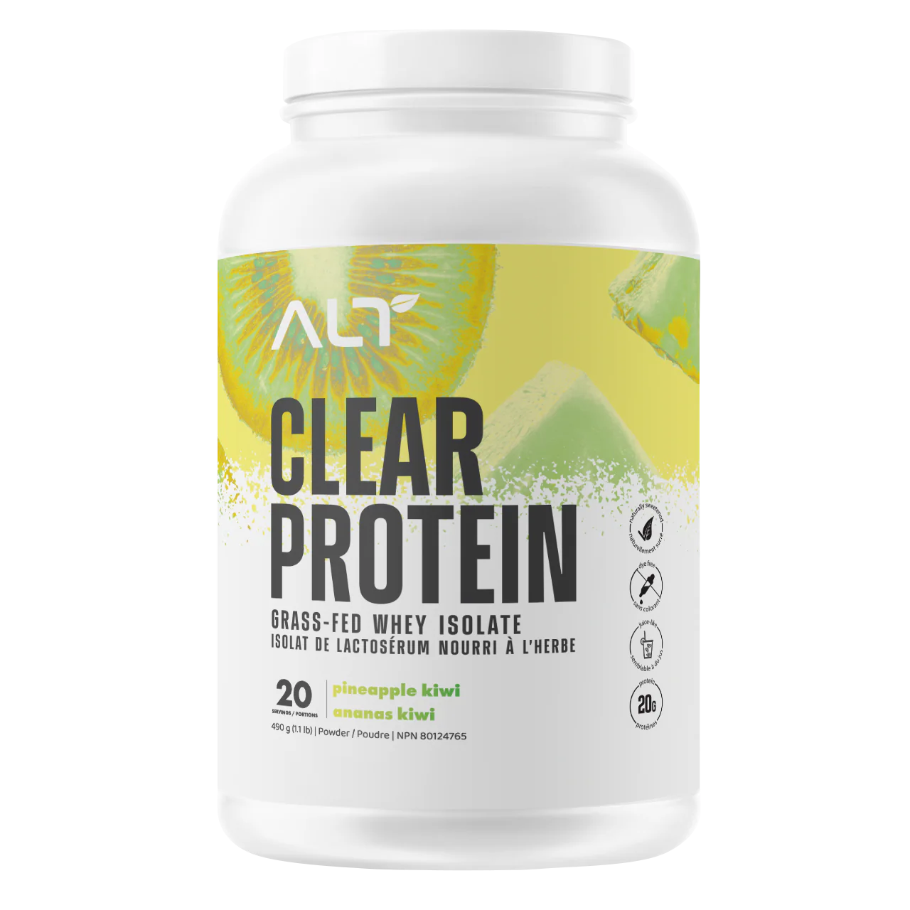 ALT ALT Clear Whey Isolate Flavour: Pineapple Kiwi
Container Size: 25 Servings Each