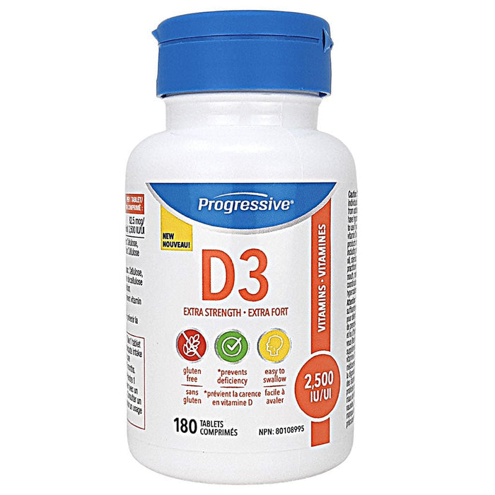 Progressive - Letter Vitamins - Vitamin D3 Extra Strength 2500 IU - 180 Tablets