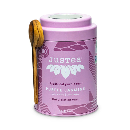 JUSTEA -  Purple Jasmine, Purple Tea,  Loose Leaf   (tin)    90g