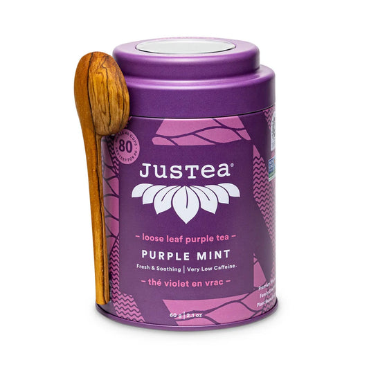 JUSTEA - Purple Mint,   Purple Tea, Loose Leaf (tin)    60g
