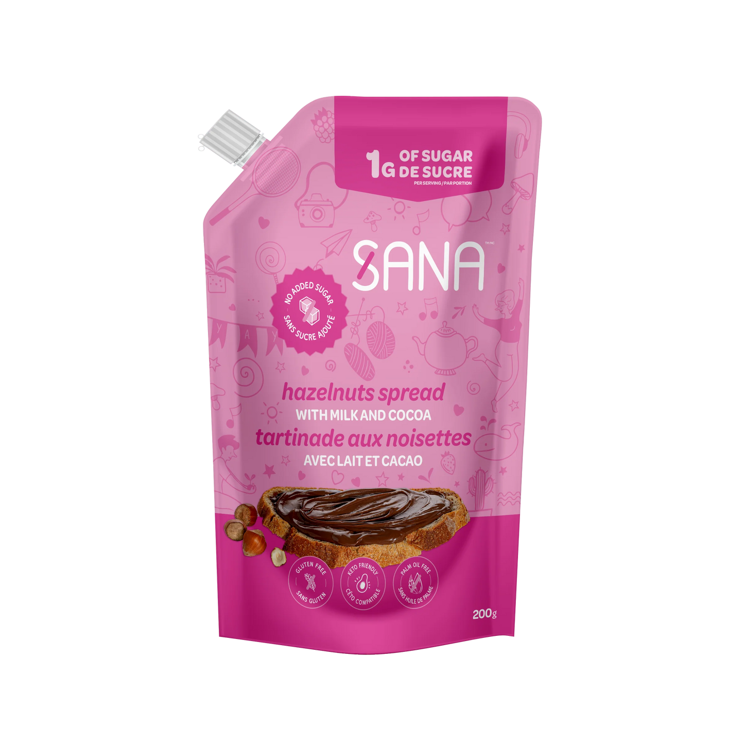Sana Sweet Life Sana Hazelnut Spread Flavour: Milk and Cocoa
Container Size: 200 g Case of 6