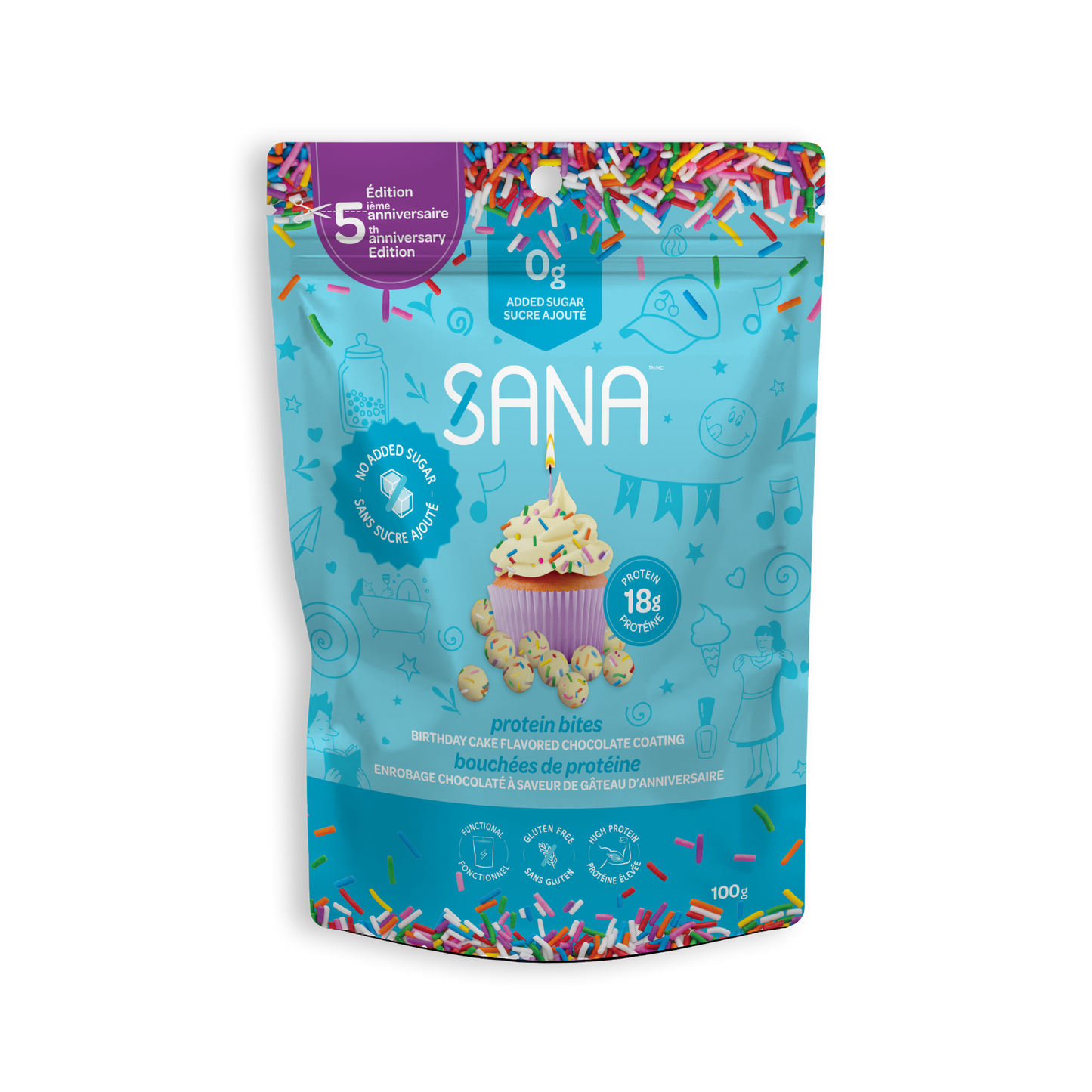 Sana Sweet Life Sana Protein Bites Flavour: Birthday Cake
Container Size: 100 g Case of 6