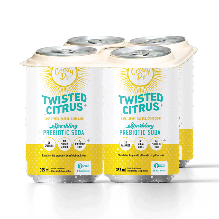 Crazy D's Prebiotic Soda Twisted Citrus 6 x ( 4 X 355 mL )