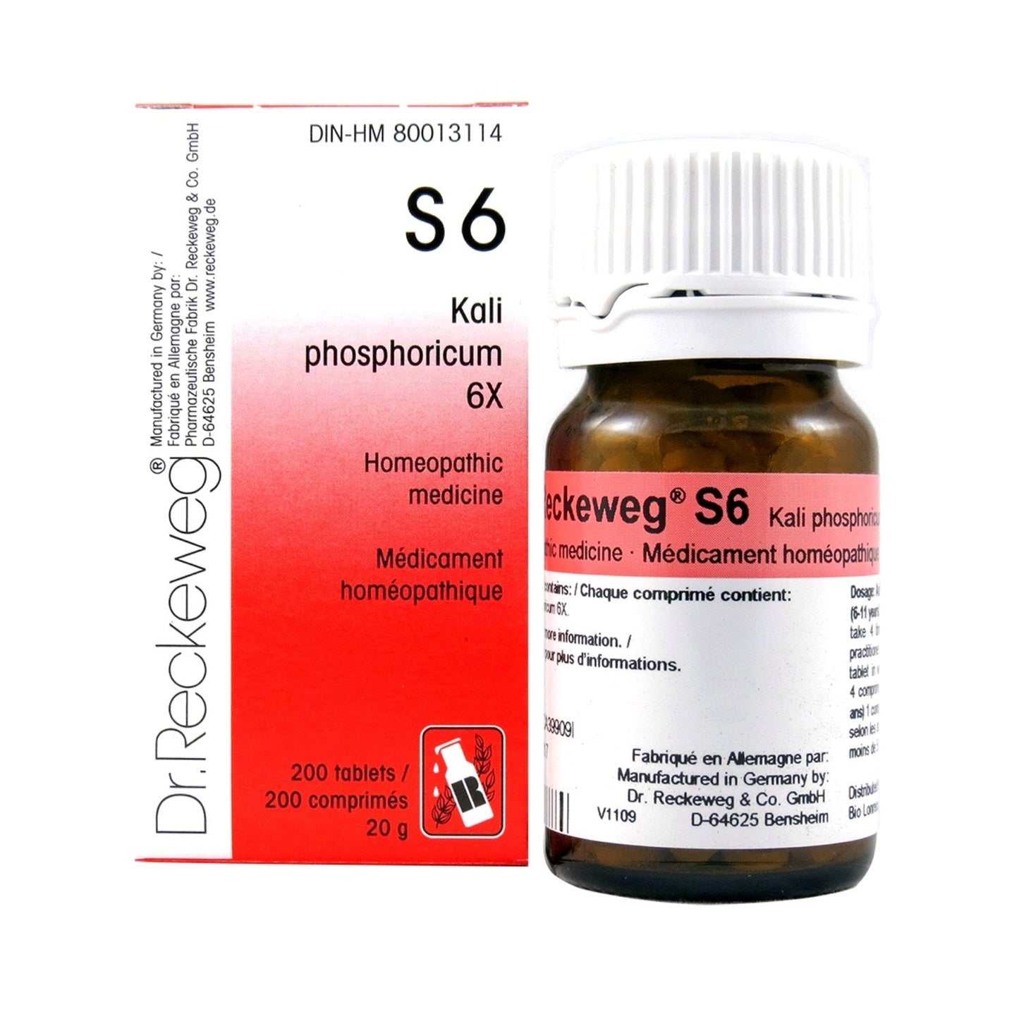 Dr. Reckeweg - S6 - Kali phos  6X - 200 tablets/comprimés - 20 g