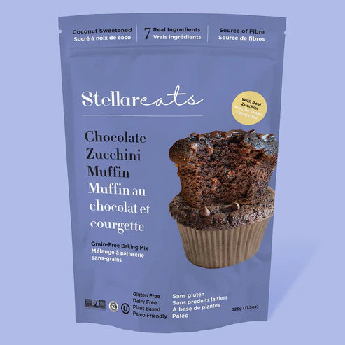 Stellar Eats Stellar Eats Baking Mix Flavour: Chocolate Zucchini Muffin
Container Size: 325 g Case of 6