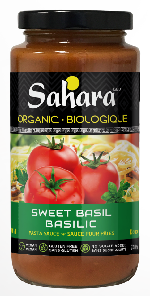 SAHARA -  Sweet Basil Pasta Sauce, Mild, Organic   (jar)    740ml