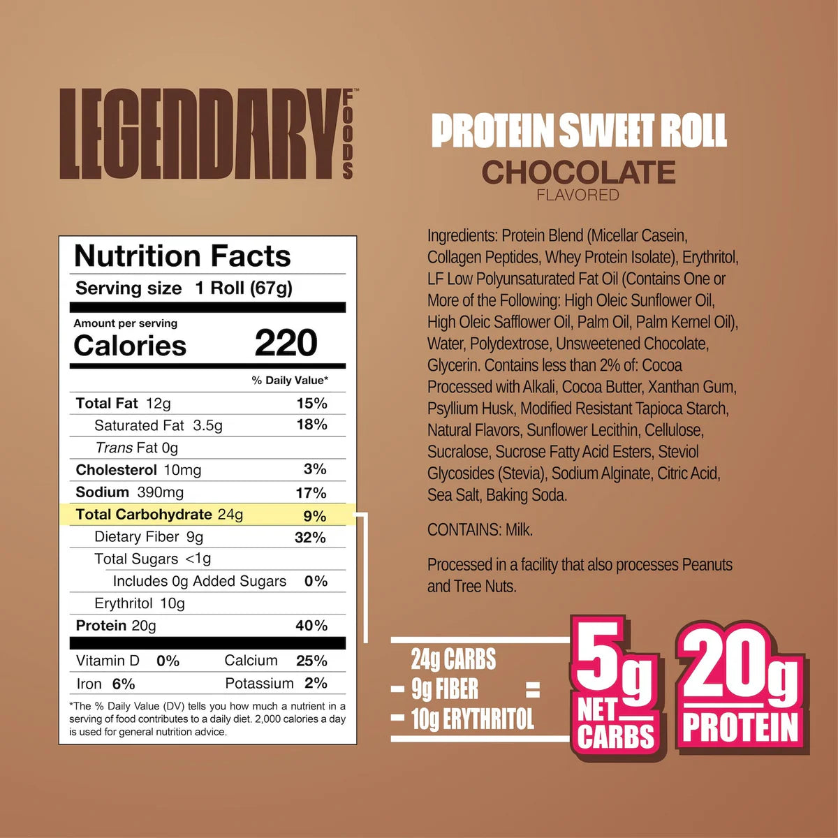 Legendary Foods - Protein sweet roll chocolate 67g