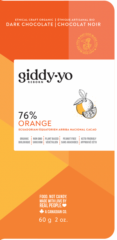 GIDDY-YO Dark Chocolate Bars - Orange 76% 60 g