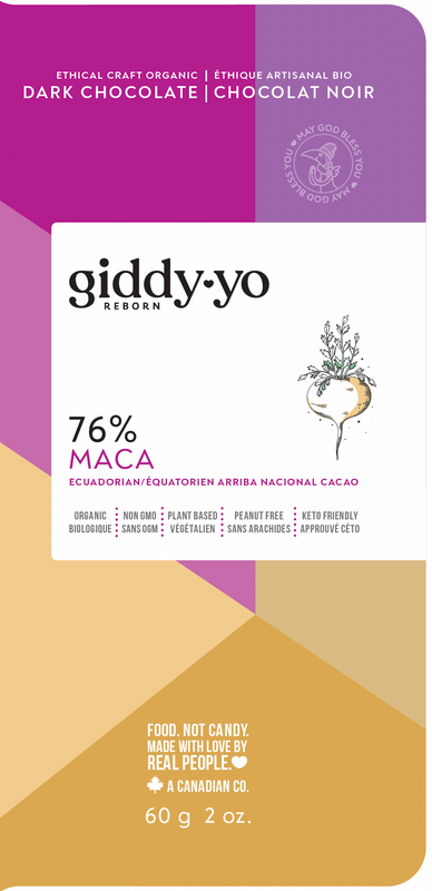 GIDDY-YO Dark Chocolate Bars - Maca 76% 60 g