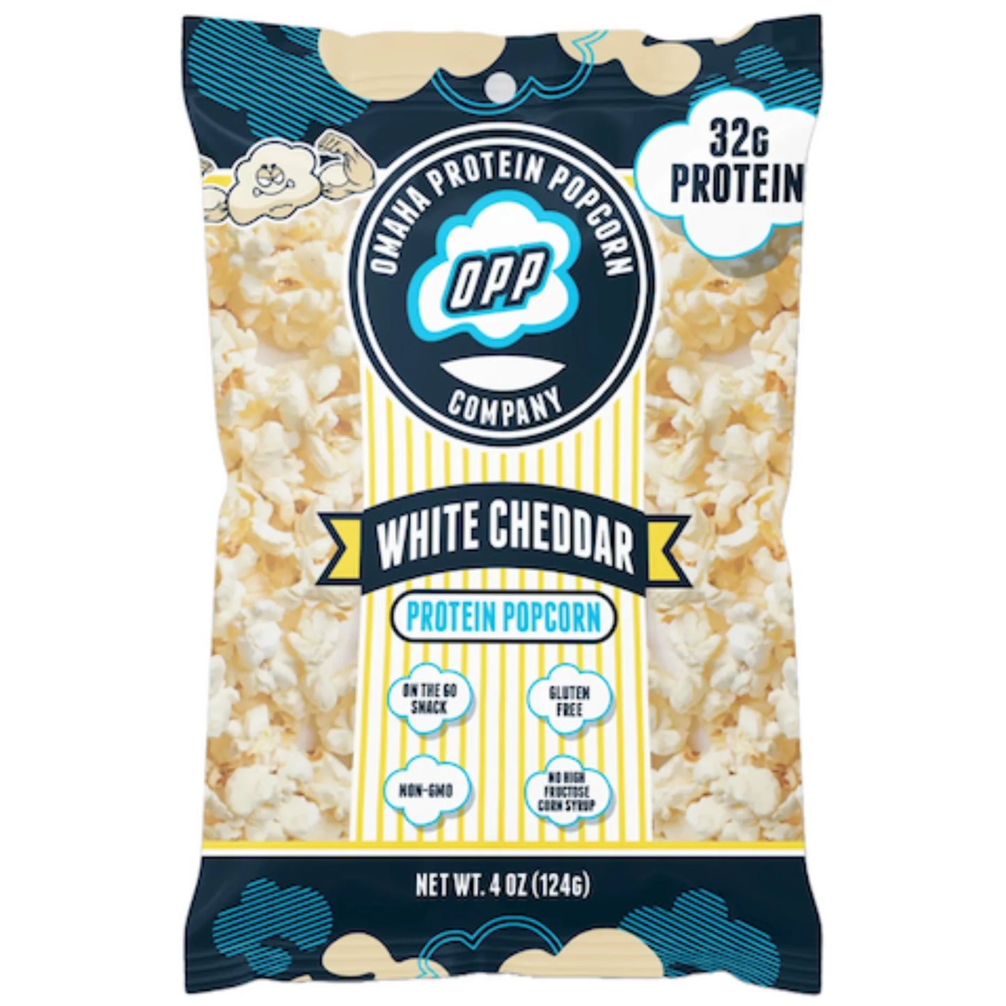 OMAHA PROTEIN POPCORN PROTEIN POPCORN LARGE 124g - single WHITE CHEDDAR