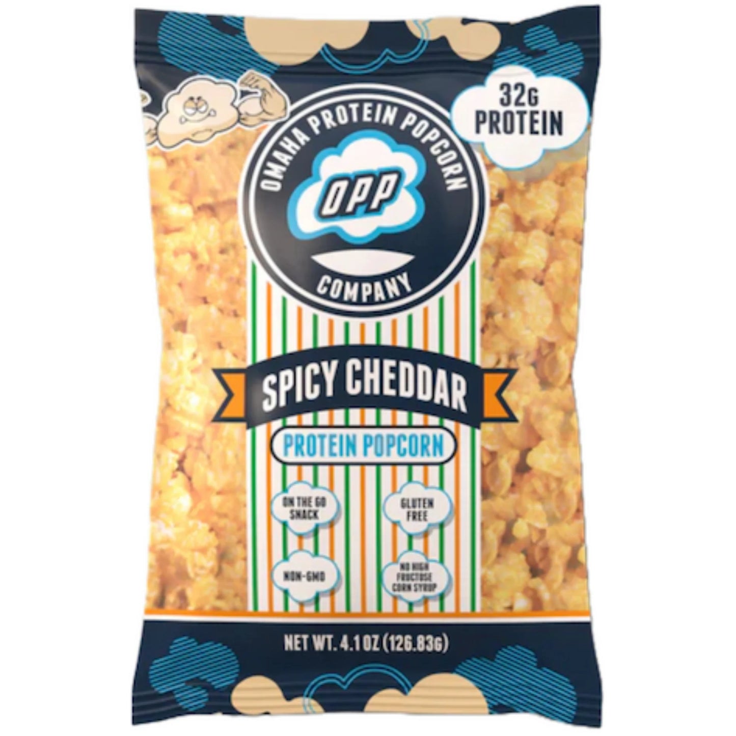 OMAHA PROTEIN POPCORN PROTEIN POPCORN LARGE 124g - single SPICY CHEDDAR