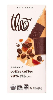 Theo Coffee Toffee 70% Dark Chocolate Bar ( 12 X 85G )