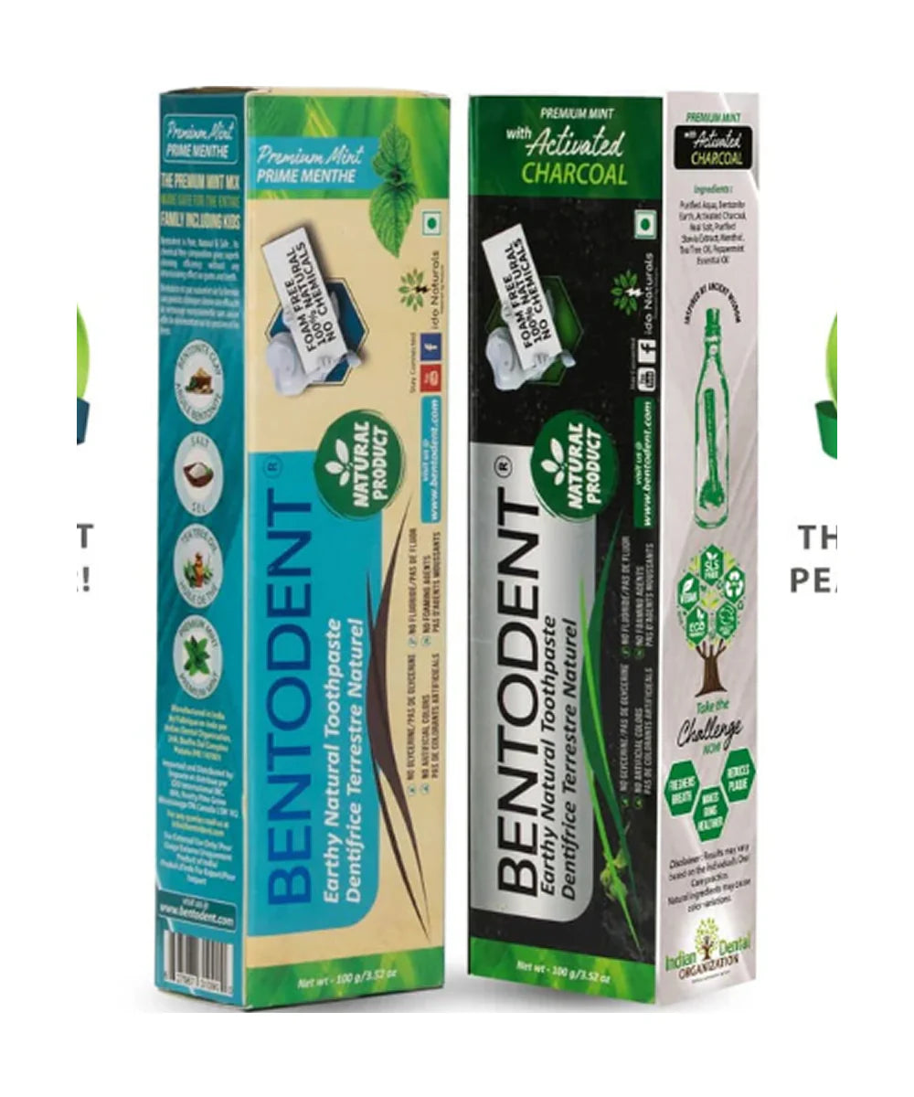 BENTODENT Combo (Activated Charcoal/mint) w/toothbrush