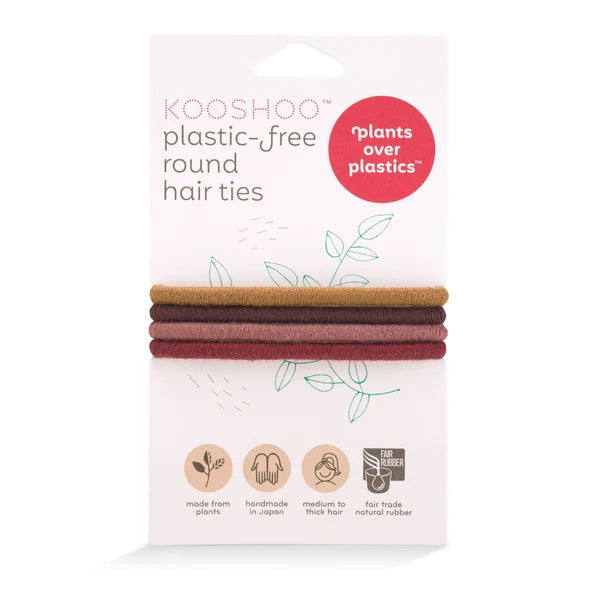 Kooshoo - Plastic-free Round Hair Ties - Mondo 4-pack - Warm Earth