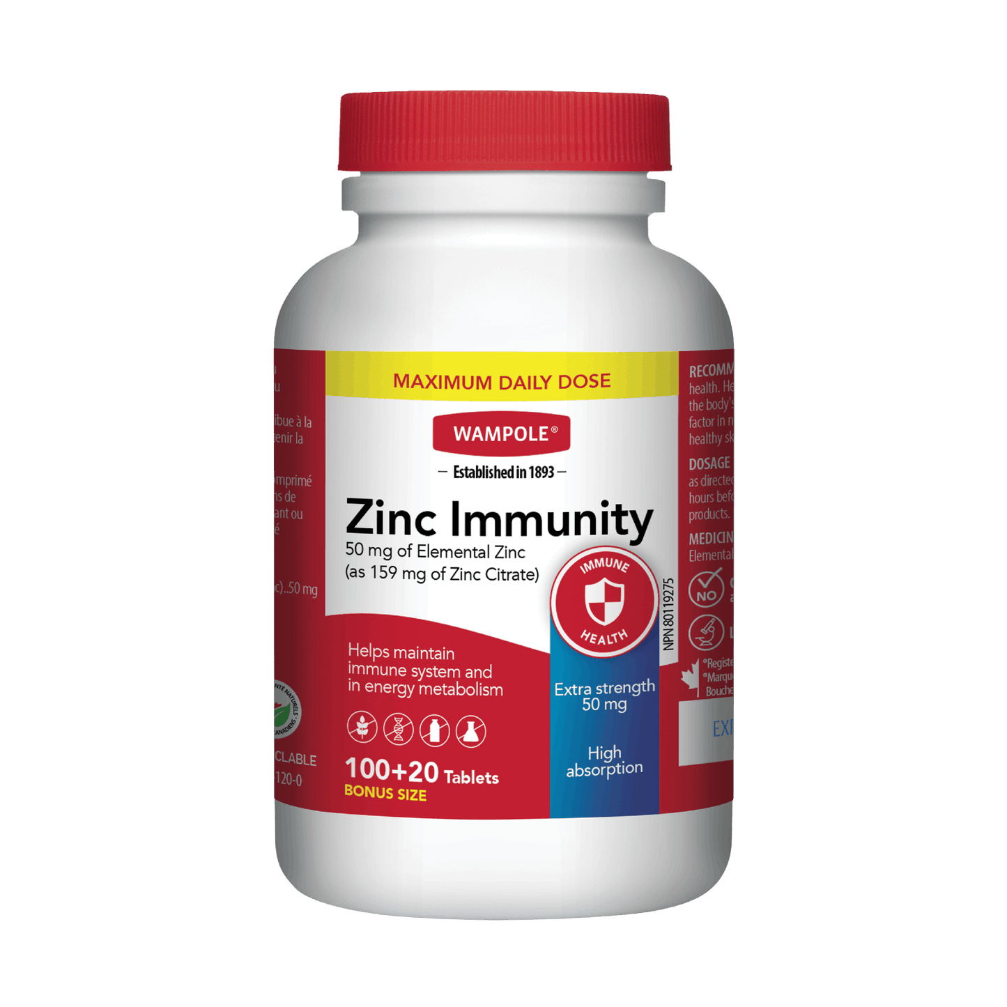 WAMPOLE ZINC IMMUNITY TB 50MG 100+20 TABLET