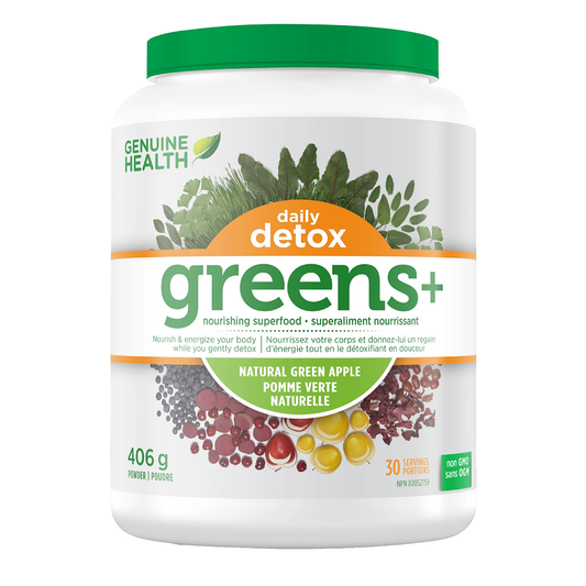 Genuin Health   greens+ daily detox green apple, 30 servings