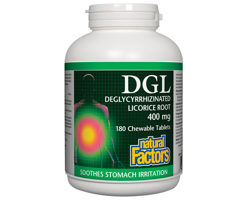 Natural Factors   DGL Deglycyrrhizinated Licorice Root 400 mg   180 chewschews