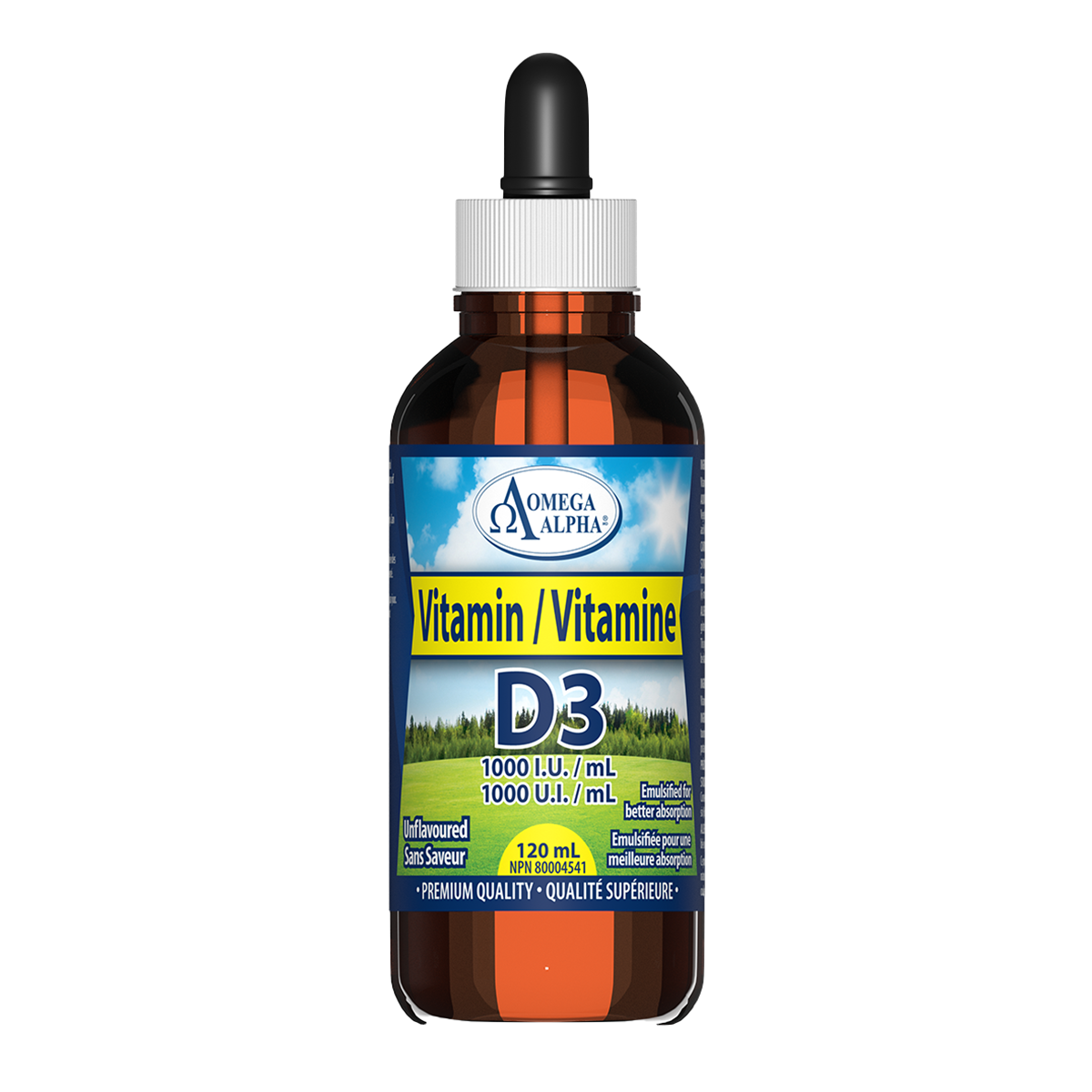 Omega Alpha Vitamin D3 1000 IU | Unflavoured 120 mL