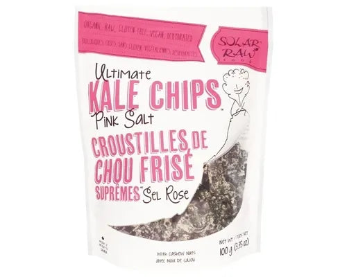 Solar Raw Foods Ultimate Kale Chips - Pink Salt - NEW UPC 100 g / 3.35 oz