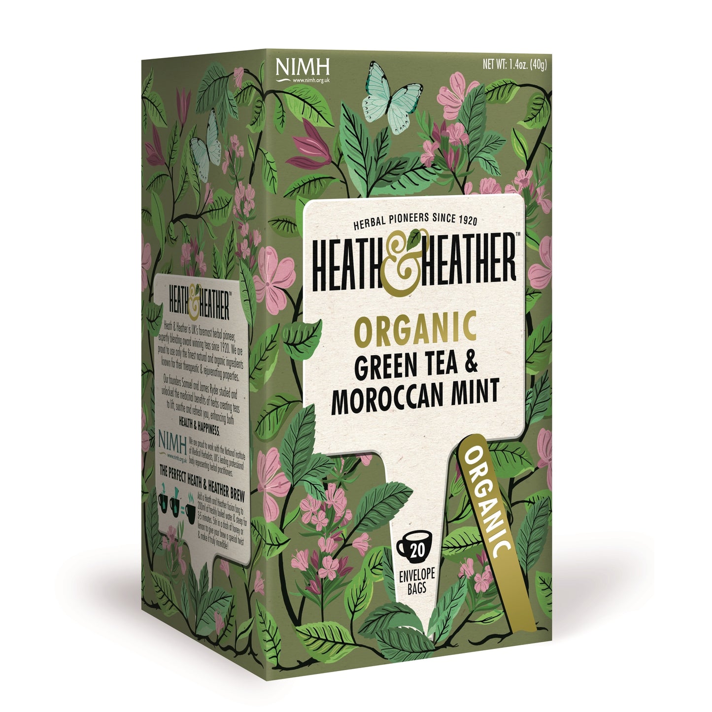 HEATH & HEATHER Org Green Tea & Moroccan Mint 20bg