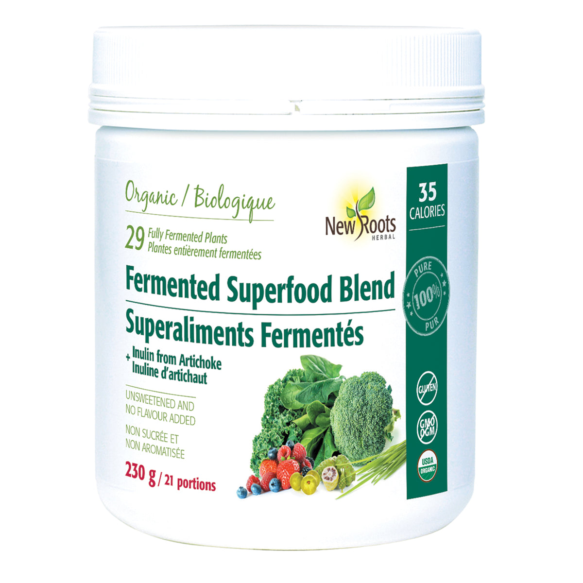 New Roots Organic Fermented Superfood Blend + Inulin from Jerusalem Artichoke 230 g