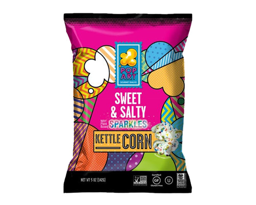 Pop Art Snacks Pop Art Popcorn (Bilingual) Flavour: Sweet and Salty with Sparkles
Container Size: 142 g Case of 9