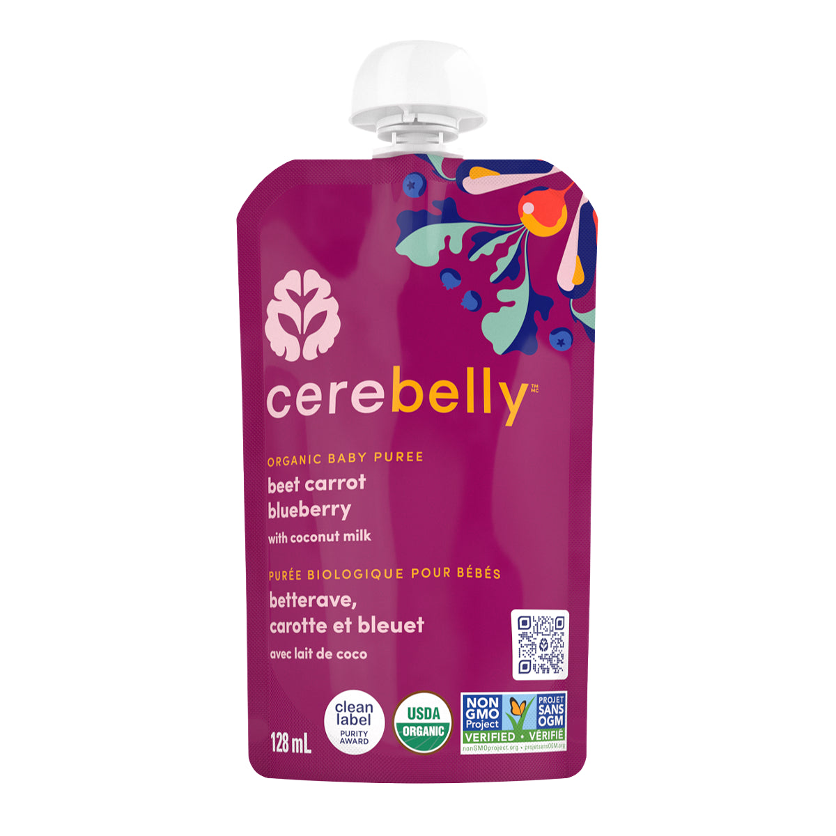 Cerebelly Cerebelly Purees Flavour: Beet Carrot Blueberry
Container Size: 128 mL Case of 12 (2 Packs of 6)