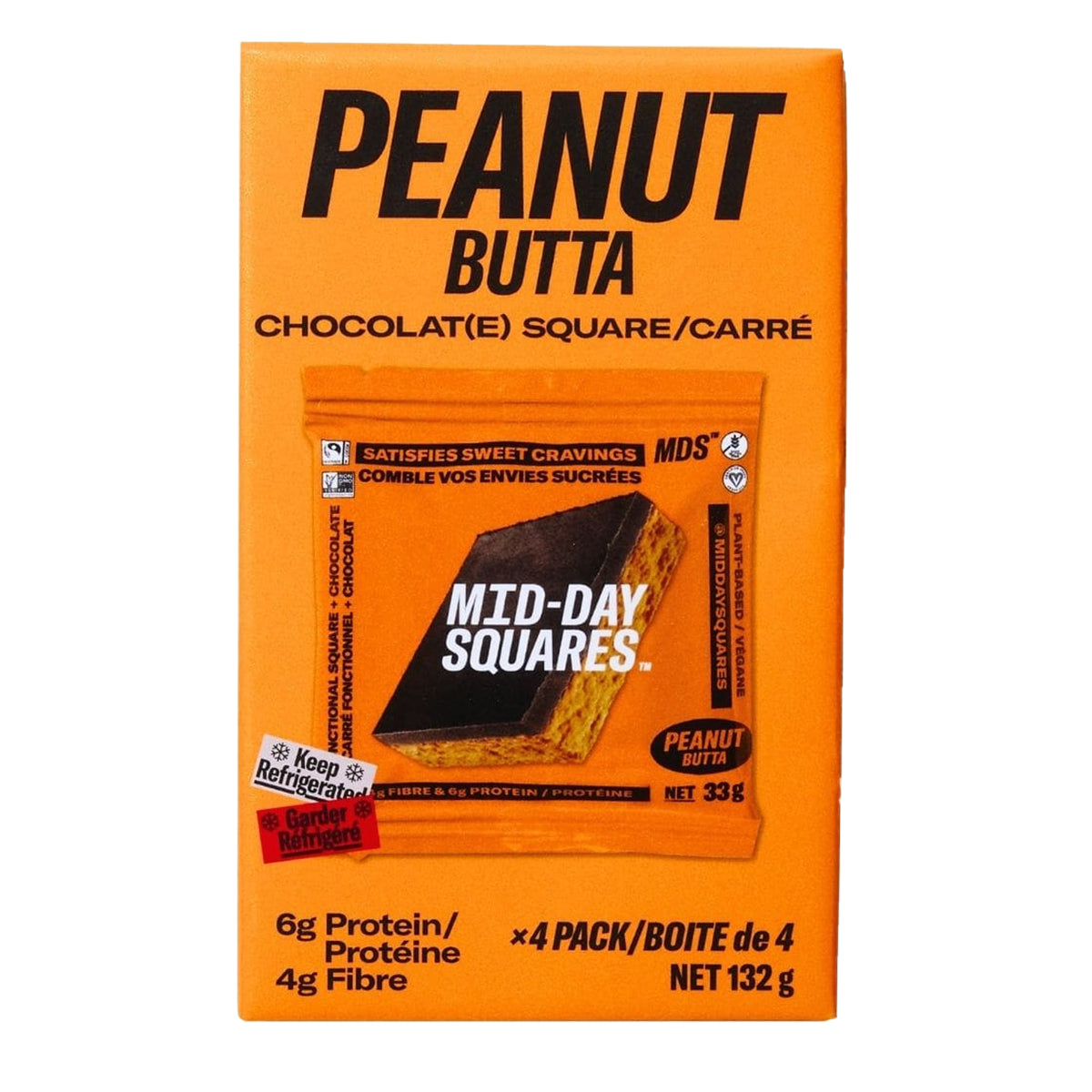 MID-DAY SQUARES - Peanut Butter, 4 pack 132g