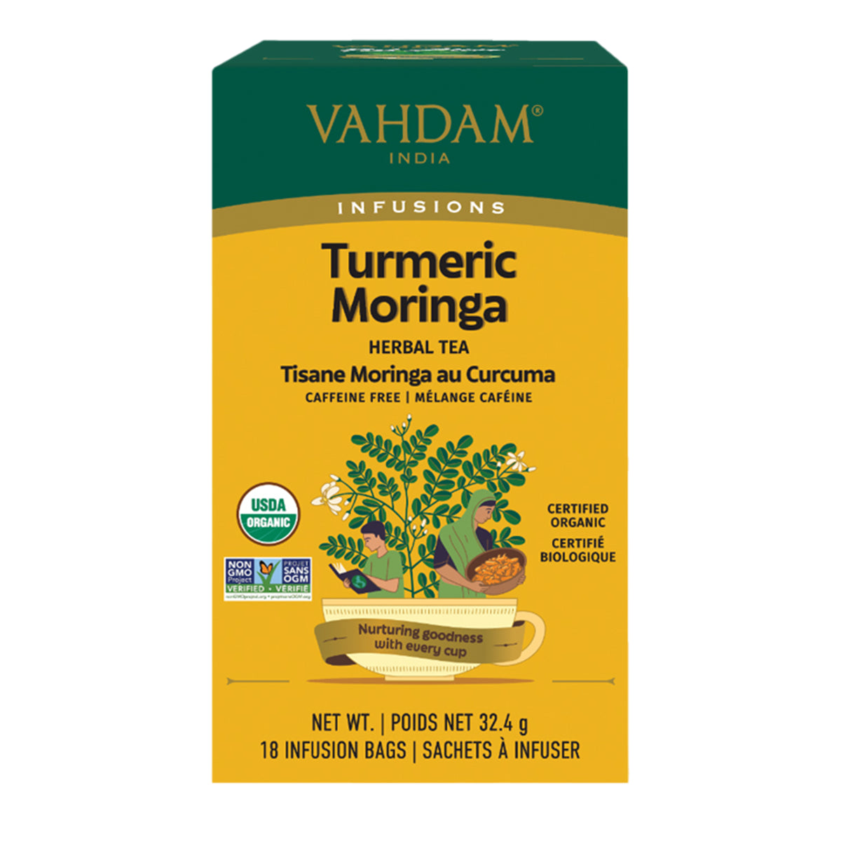 Vahdam Teas Vahdam Tea Flavour: Turmeric Moringa
Container Size: 18 Count Pack of 6