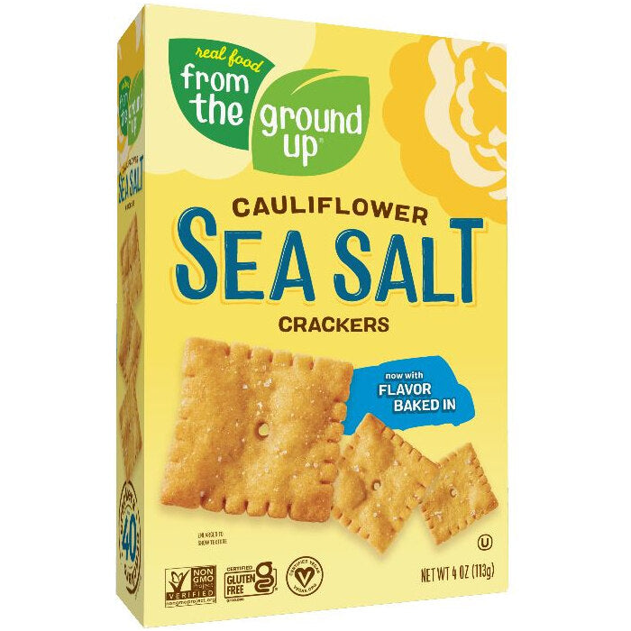 Real Food From The Ground Up FTGU Crackers (English) Flavour: Cauliflower Sea Salt
Container Size: 4 oz Case of 6