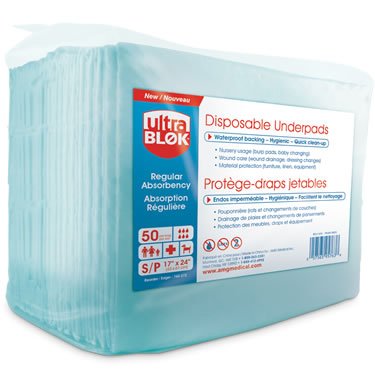 AMG UNDERPADS DISPSABLE 17X24" 50