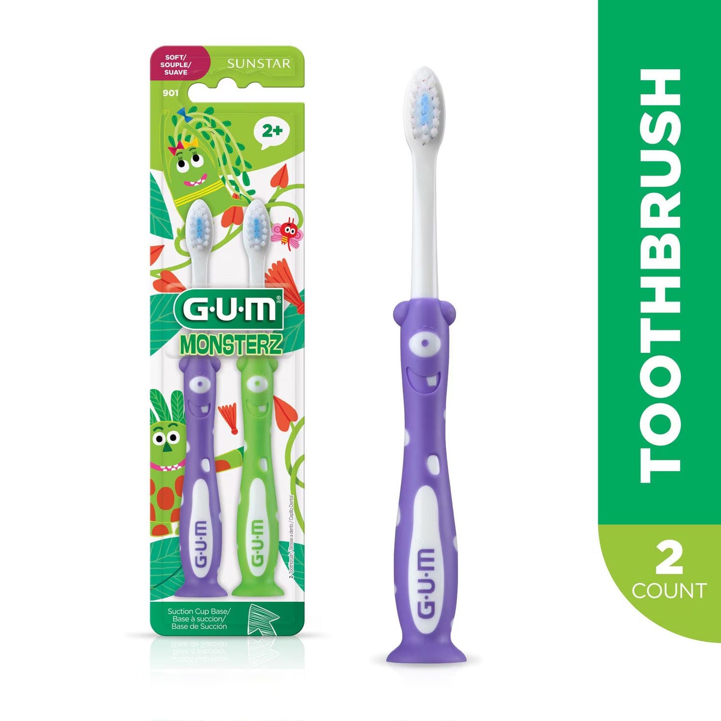 GUM TOOTHBRUSH KIDS 2+ MONSTERZ