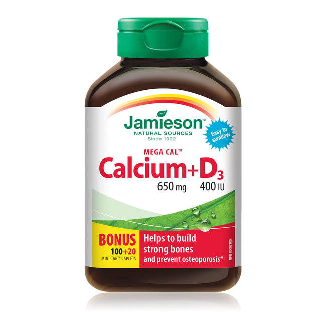 Jamieson JMS Calcium 650mg+Vit. D 400IU 100's+20's Free 100+20Caplets