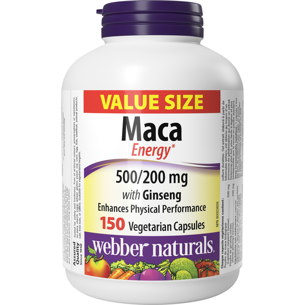 Webber Naturals - Maca Energy with Ginseng 500/200 mg Value Size - 150 Vegetarian
Capsules