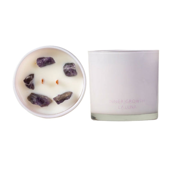 LA LUNA    Crystal Infused Candles    LA LUNA    Crystal Infused Candles    Inner Growth Amethyst 300g