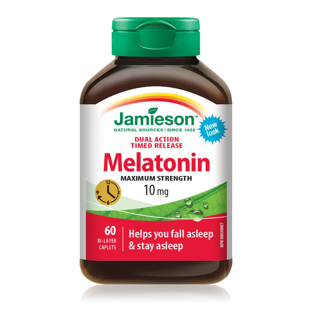 Jamieson JMS Melatonin 10mg Dual Action Time Release 60's 60Bi-Layer Caplets