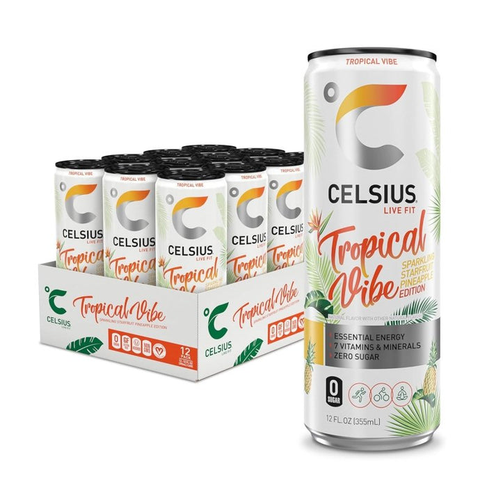 CELSIUS CELSIUS ENERGY SPARKLING RTD TROPICAL VIBE 355ml -12/case
