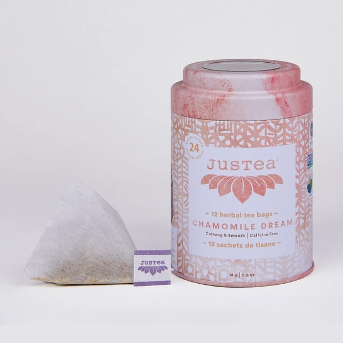 JUSTEA -  Chamomile Dream, Herbal Tea,  Tea Bags   (tin)    14g