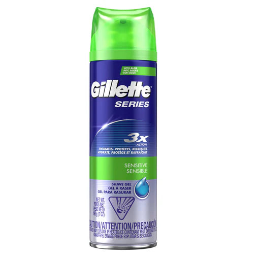GILLETTE SERIES SHAVE GEL SENSITIVE 198G AEROSOL