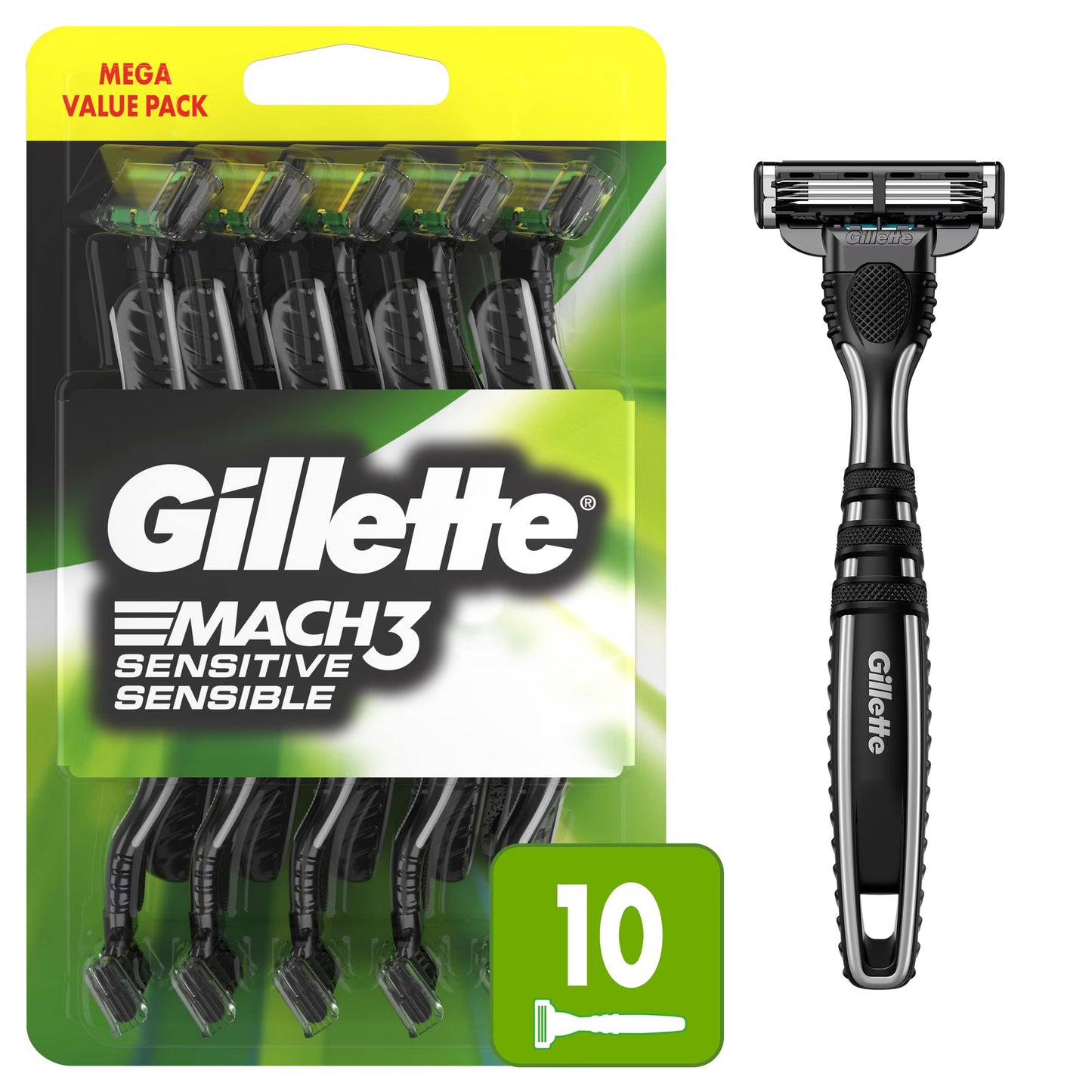 GILLETTE MACH3 RAZOR DISPOSABLE SENSITIVE 10