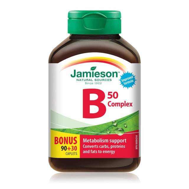 Jamieson JMS B-Complex 50mg 90's+30's Free 90+30Caplets