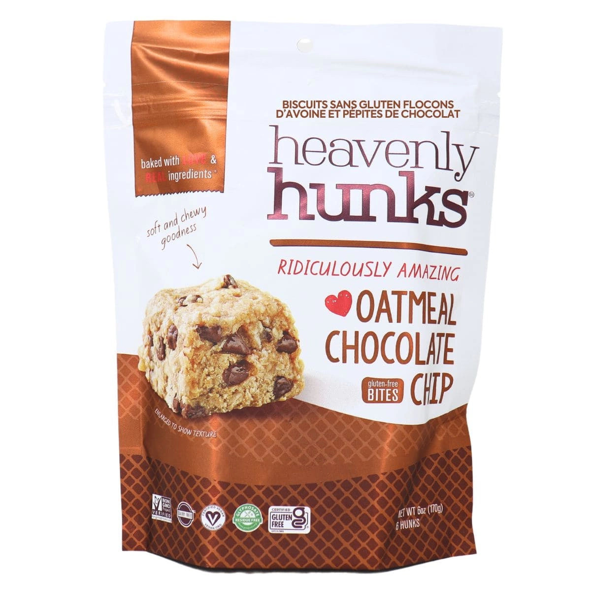 Heavenly Hunks Heavenly Hunks Flavour: Oatmeal Chocolate Chip
Container Size: 170 g Case of 6