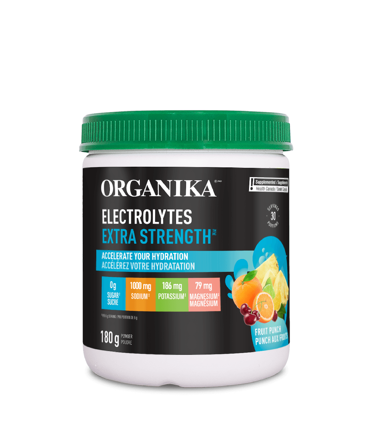 Organika   ELECTROLYTES EXTRA-STRENGTH FRUIT PUNCH 180G