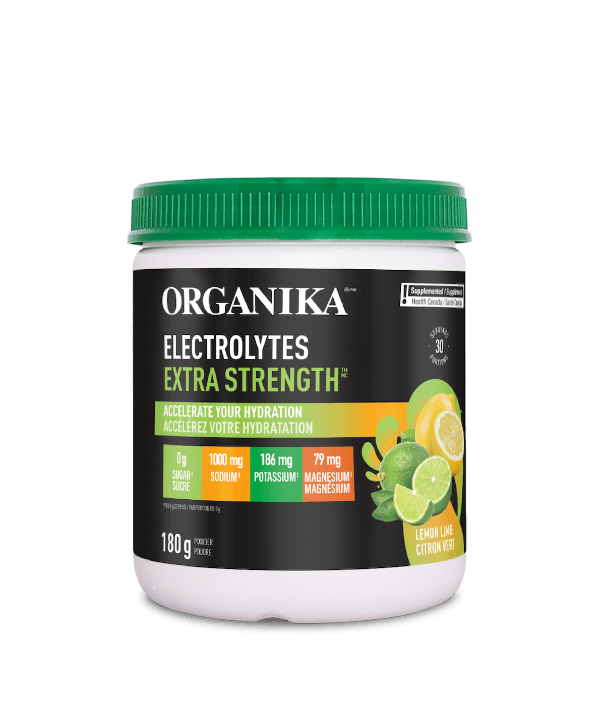 Organika   ELECTROLYTES EXTRA-STRENGTH LEMON LIME 180G