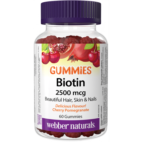 Webber Naturals - Biotin 2500 mcg Cherry Pomegranate - 60 Gummies