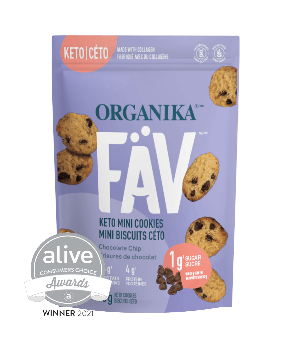 Organika   COOKIE FAV KETO CHOCOLATE CHIP 90G 6BOX †