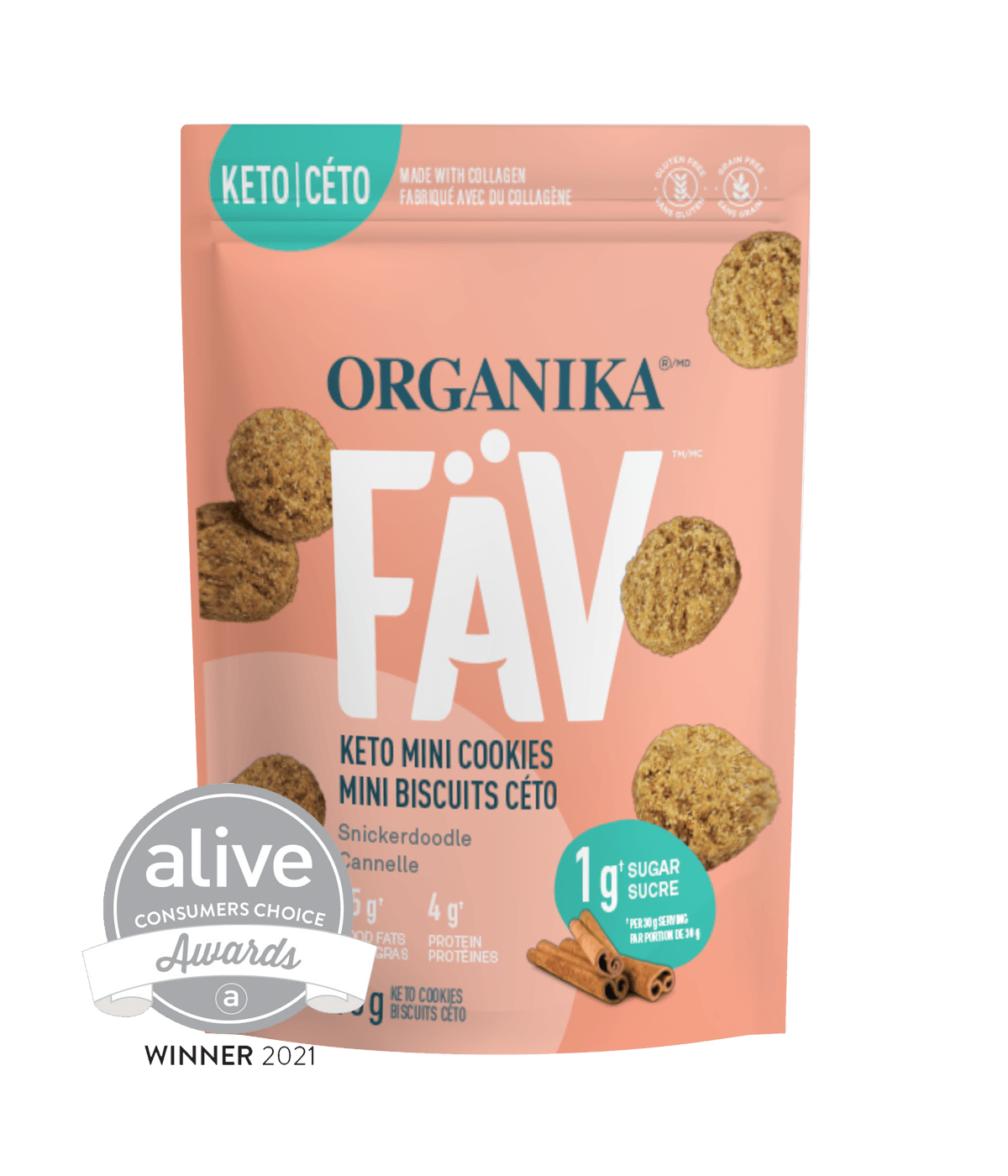Organika   COOKIE FAV KETO SNICKERDOODLE 90G 6BOX †