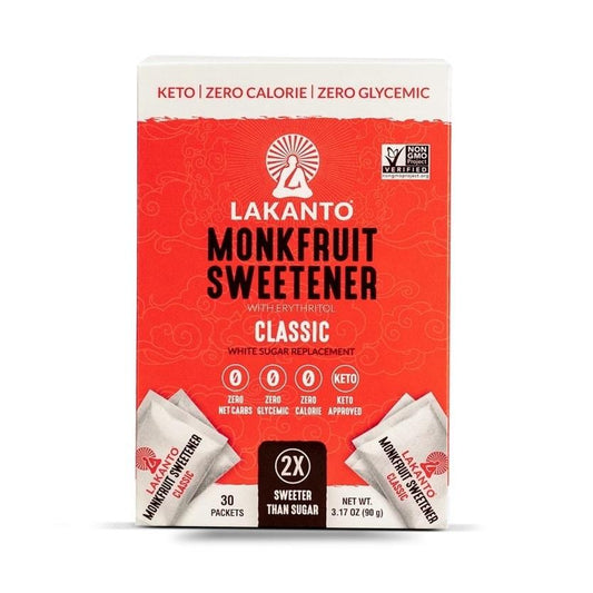 LAKANTO   Classic - 2x Sweeter than sugar: 30 Sachets   90 g / 30 x 3 g sachets