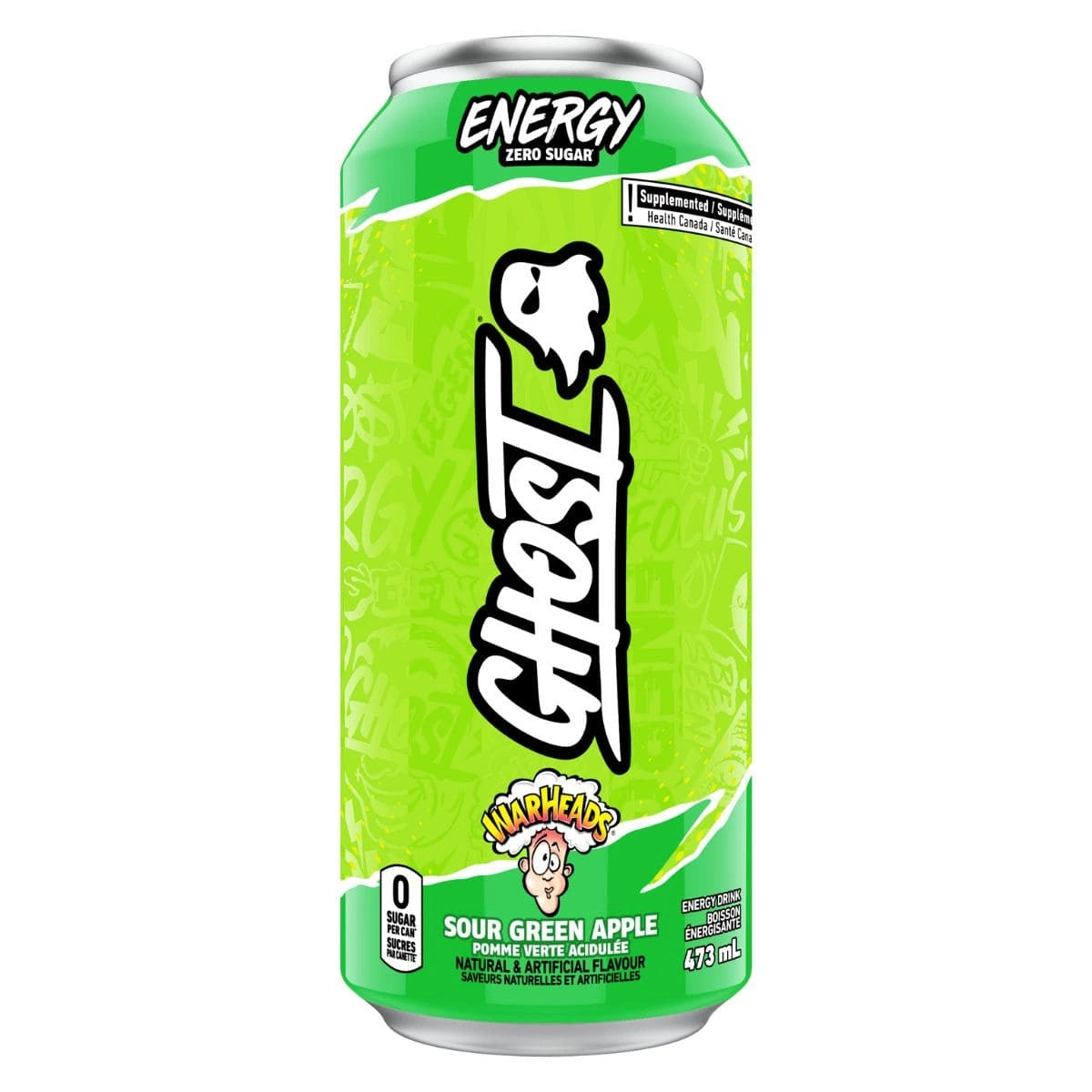 Ghost Energy Drink Warheads Sour Green Apple 473 mL