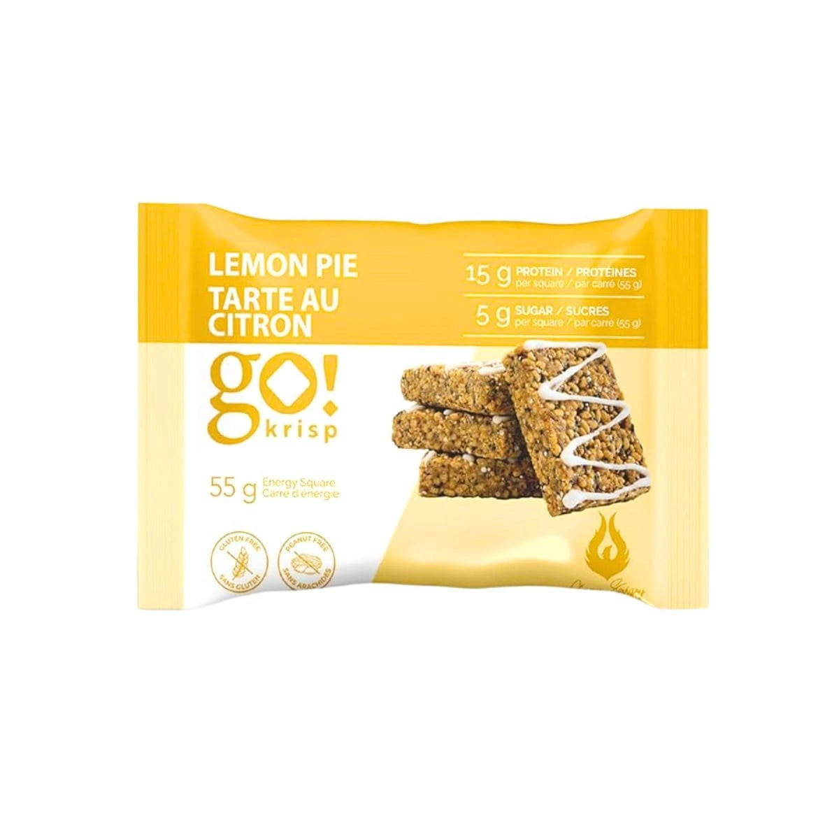 Go Nutrition by Jimmy Sévigny Go Nutrition Go Krisp Flavour: Lemon Pie
Container Size: 55 g Pack of 12